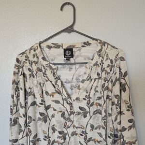 Bobeau | Beige Floral 3/4 Sleeve Blouse Size XLP